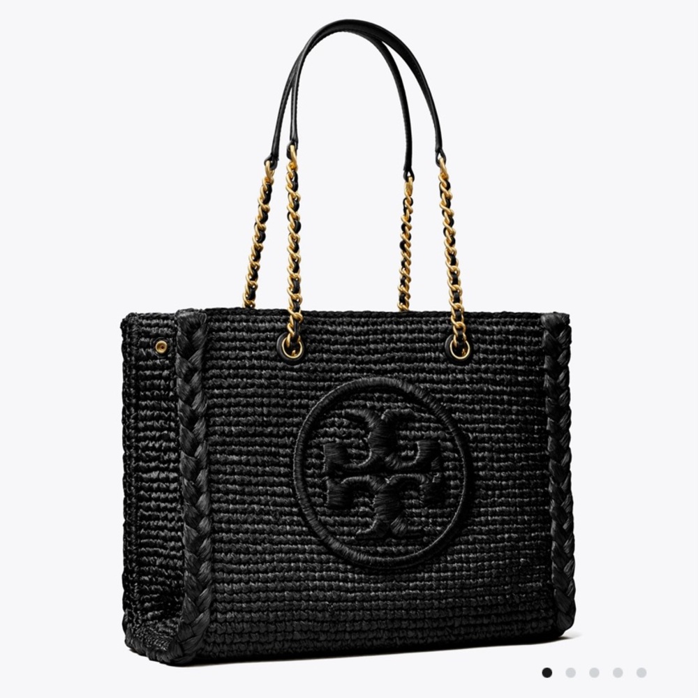 Tory Burch Small Ella Raffia Melange Chain Tote